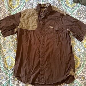 Men's Brown Short-Sleeve Button-Up Shirt game guard
